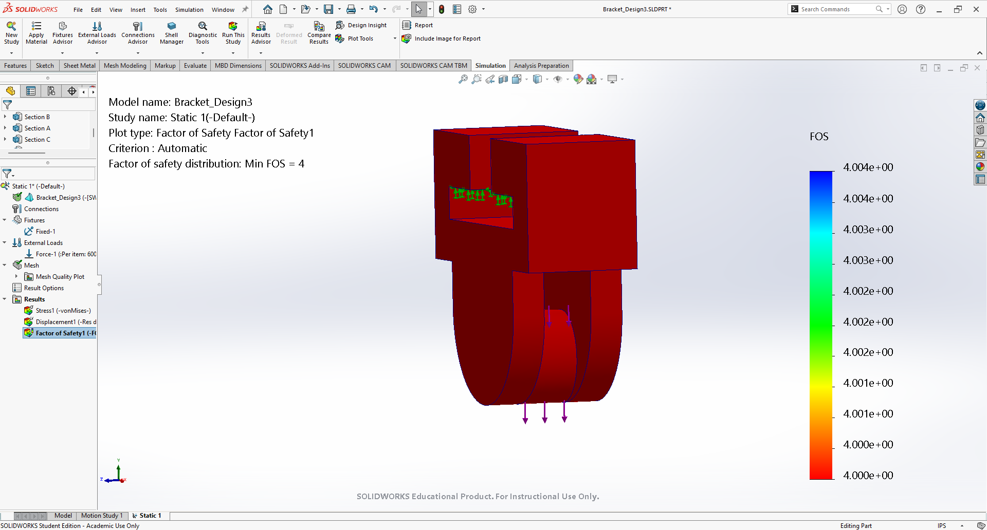 Design 3 - Mesh 1 - Factor of Safety